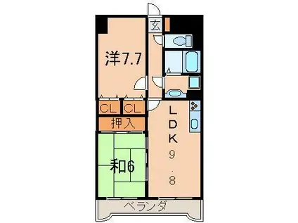 ライオンズマンション野田町408(2LDK/4階)の間取り写真