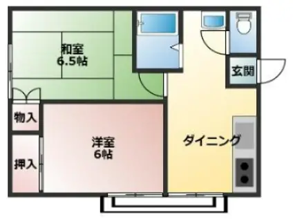 ワンダーミュー(2DK/2階)の間取り写真