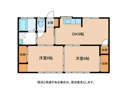 かみや荘(2DK/1階)の間取り写真