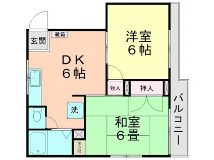 レジデンス岡野I(2DK/2階)の間取り写真