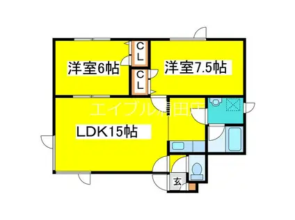 コーポグローリー(2LDK/2階)の間取り写真
