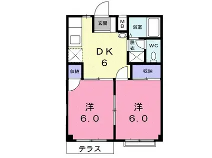 サマーディーンヤマイチ(2DK/1階)の間取り写真