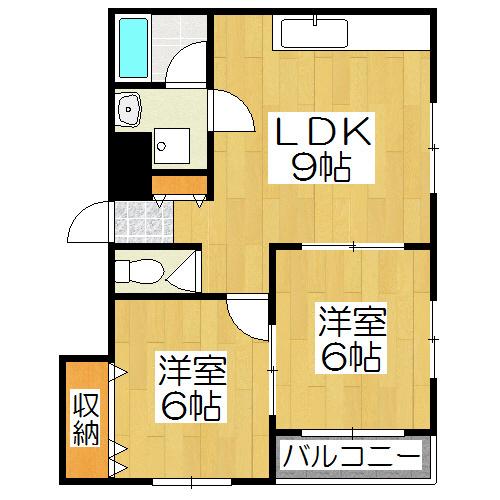 ベルデュール岩倉(2LDK/2階)の間取り写真