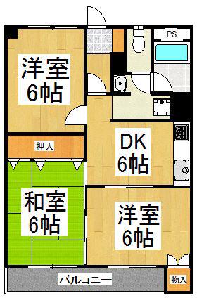蓮見マンション(3DK/2階)の間取り写真