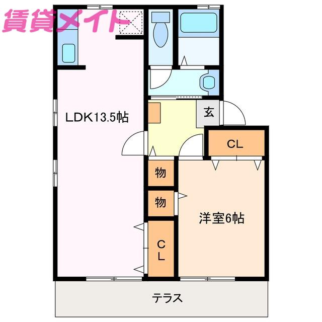 セジュール江島本町(1LDK/1階)の間取り写真