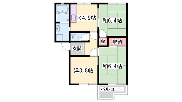 コーポ向陽台 A棟(3K/1階)の間取り写真
