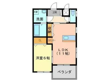 ミユキガーデン(1LDK/2階)の間取り写真