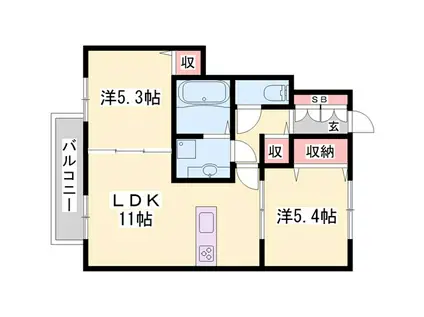 ソリッソ大久保西嶋(2LDK/1階)の間取り写真