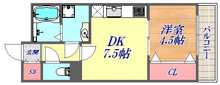 神戸ハーバーサイド 萬利レジデンス(1DK/8階)の間取り写真