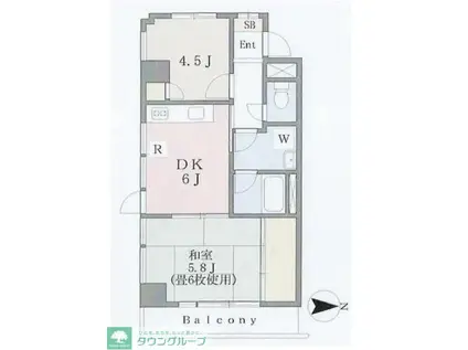 新狭山ペガサスビル(2DK/3階)の間取り写真