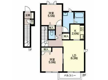 グレイスステージIII B(2LDK/2階)の間取り写真