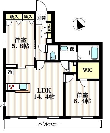 ヴェルメリオ(2LDK/3階)の間取り写真