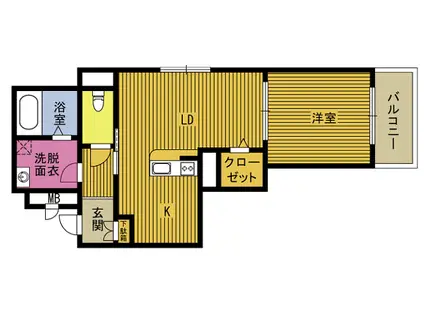 リザータ上野の森口(1LDK/1階)の間取り写真