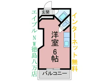 パレFUKUOKA3(ワンルーム/3階)の間取り写真