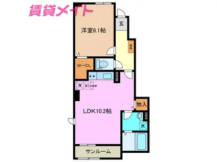 フォーリスト別名I(1LDK/1階)の間取り写真