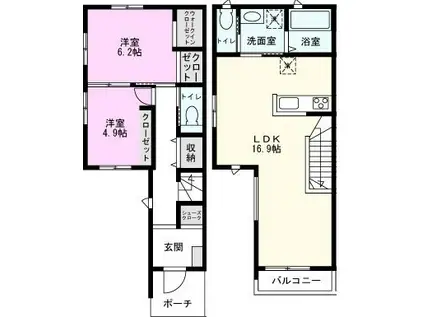 MAISON PINO(2LDK/1階)の間取り写真