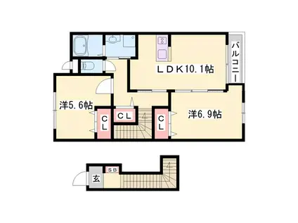 メゾン・アルモニー(2LDK/2階)の間取り写真