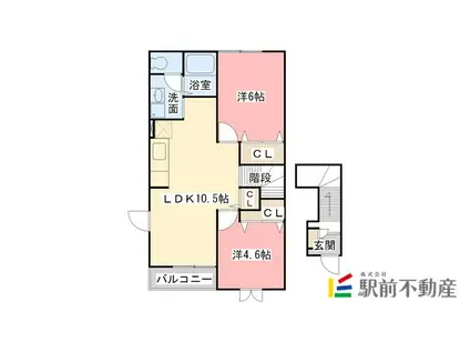 サンプラッツB(2LDK/2階)の間取り写真