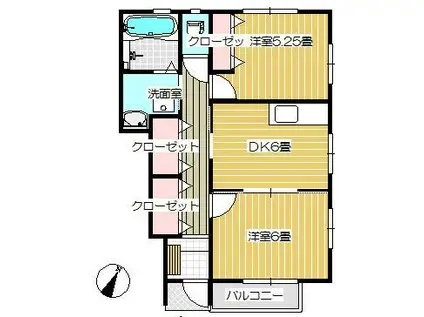 エスポワールメゾン(2SDK/2階)の間取り写真