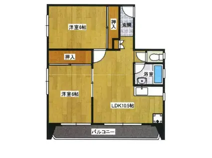 再度ハイツ(2LDK/6階)の間取り写真