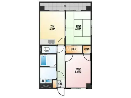 アネックス沢(2DK/2階)の間取り写真