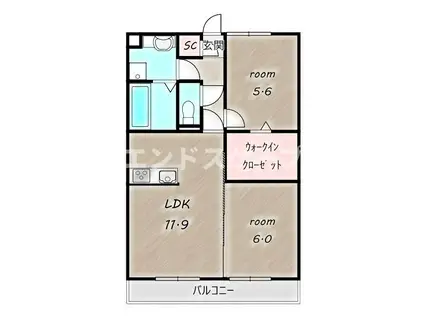 コンフォートヒル(2LDK/1階)の間取り写真