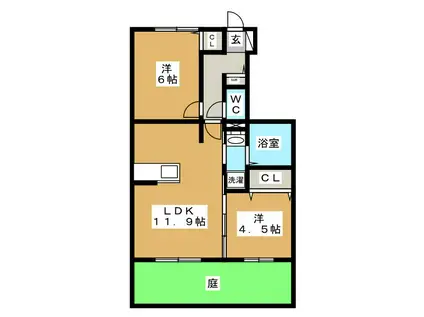 オーパスストーク(2LDK/1階)の間取り写真