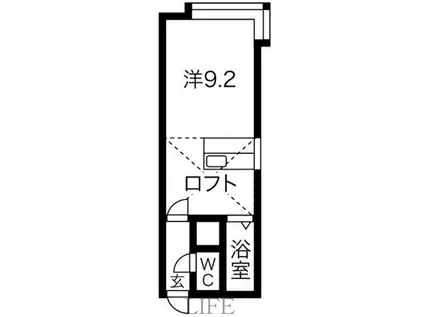 アリエル水車町(1DK/2階)の間取り写真