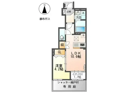 MSルミナス(1LDK/1階)の間取り写真