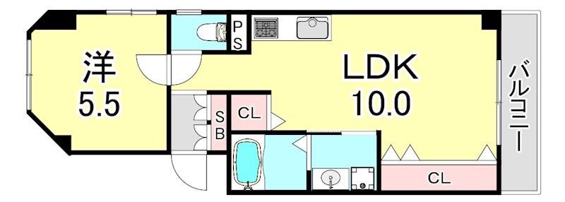 ベルメゾン(1LDK/3階)の間取り写真