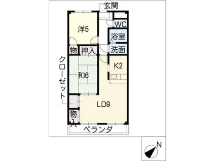 フォンテーヌヨシダ(2LDK/2階)の間取り写真