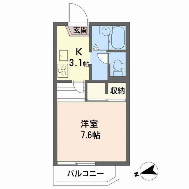 フレグランス汐見台(1K/2階)の間取り写真