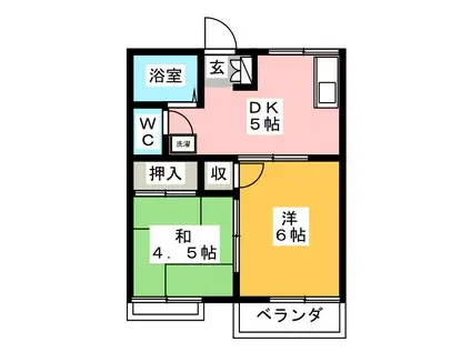 リヴェールK2(2DK/1階)の間取り写真