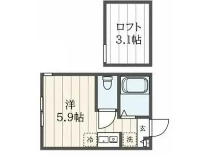 エスポワール二俣川(ワンルーム/2階)の間取り写真