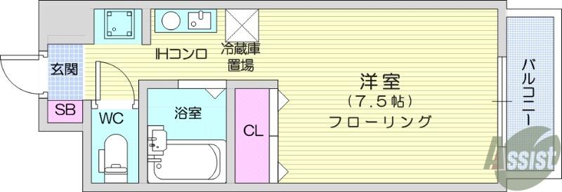 ヴィラ森林公園(1K/2階)の間取り写真