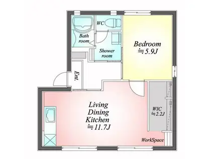 レイクステーシア(1LDK/1階)の間取り写真