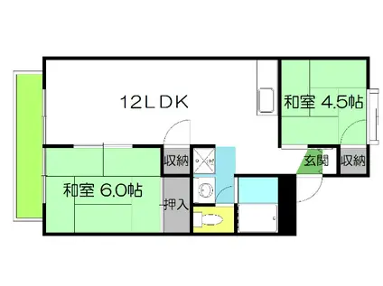 ボーヴィラージュ和田II B棟(2LDK/1階)の間取り写真