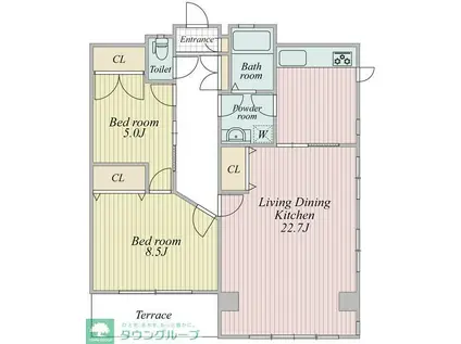 サンハイツタチバナ(2LDK/1階)の間取り写真