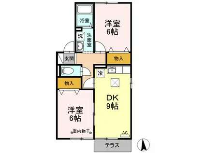 パークハウス高塚B棟(2DK/1階)の間取り写真