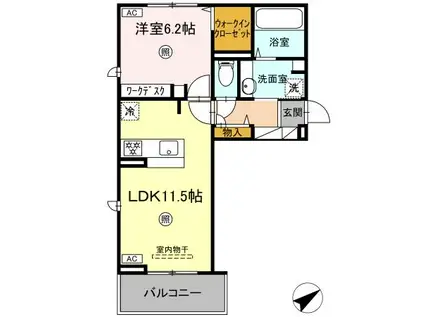 コウジィーコート(1LDK/3階)の間取り写真