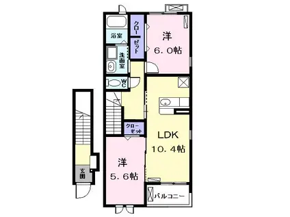 KURA(2LDK/2階)の間取り写真