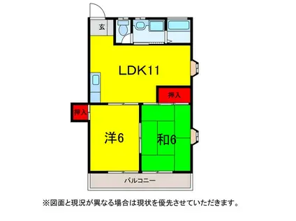 ファミリア(2LDK/2階)の間取り写真