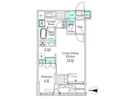 アスマチメゾン両国(1LDK/8階)の間取り写真