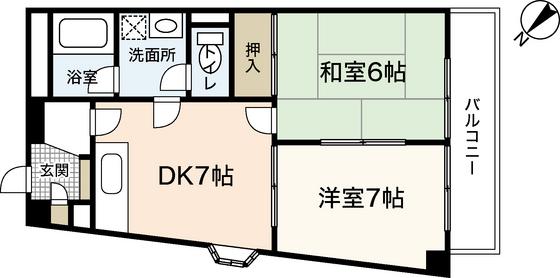 東宝牛田ビル(2DK/3階)の間取り写真