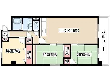 エルスタンザ原(3LDK/2階)の間取り写真