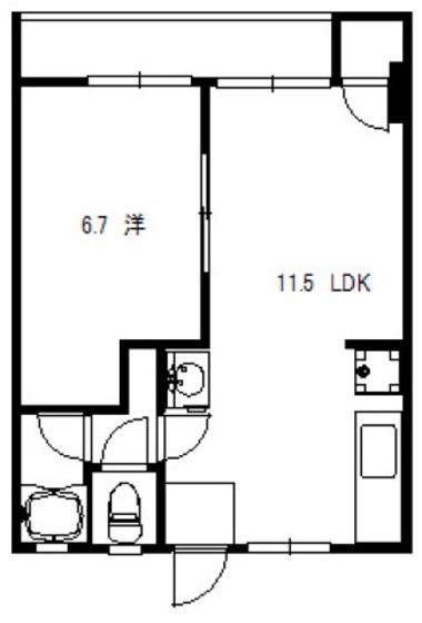 細田山ビル(1LDK/2階)の間取り写真