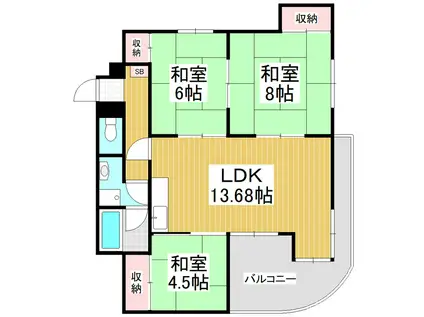 マンションパビヨン72(3LDK/7階)の間取り写真