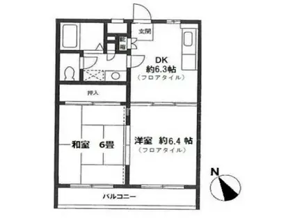 サンガーデン反町(2DK/3階)の間取り写真