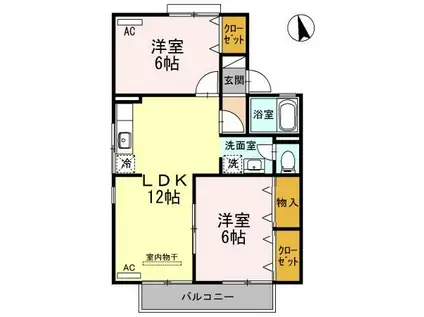 ロイヤルコート円座C(2LDK/1階)の間取り写真