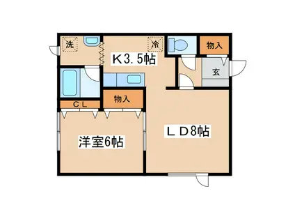 対馬マンション(1LDK/2階)の間取り写真